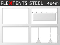 Kit de muros laterales para carpa plegable FleXtents Steel y Basic v.3 4x4m, Blanco
