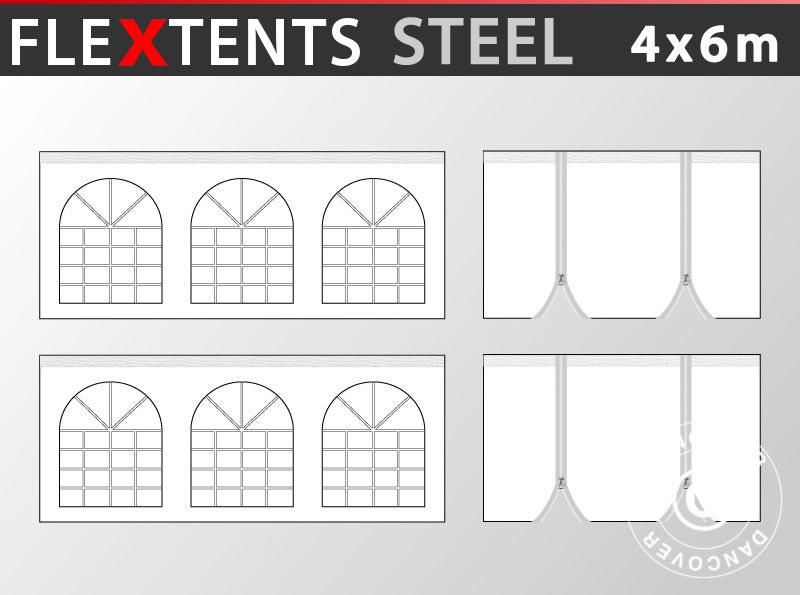 Kit de muros laterales para carpa plegable FleXtents Steel 4x6m, Blanco