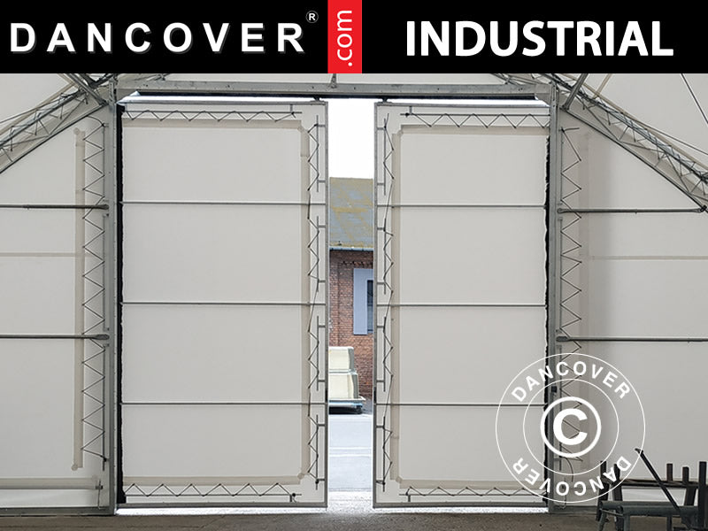 Porte coulissante 3x3m pour tente de stockage, tunnel agricole 10m, PVC, Blanc