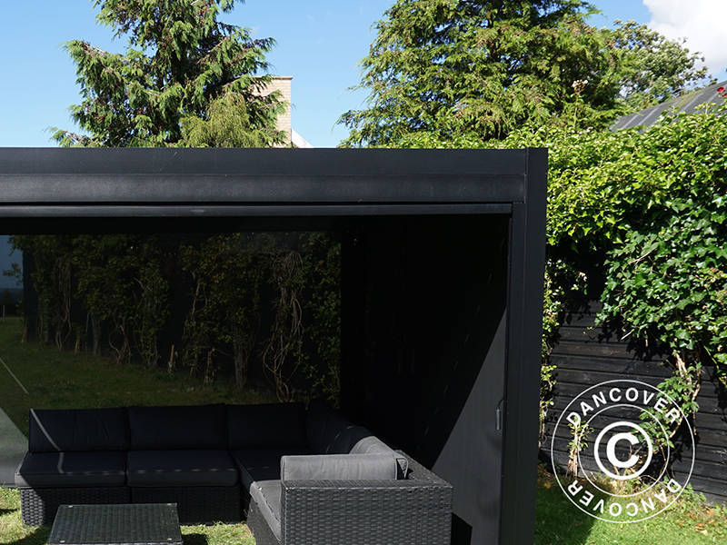 Sidewall screen f/bioclimatic pergola gazebo San Pablo, 3 m, Black