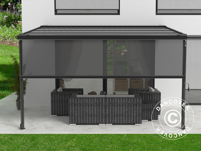 Sidewall screen f/patio cover Santa Ynez, 4 m, Dark Grey