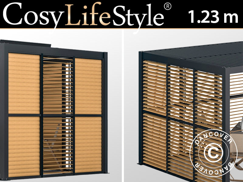 Žalūziju siena bioklimatiskām San Pablo pergola nojumēm, 1,23x2,175m, Koka Apdare/Melna