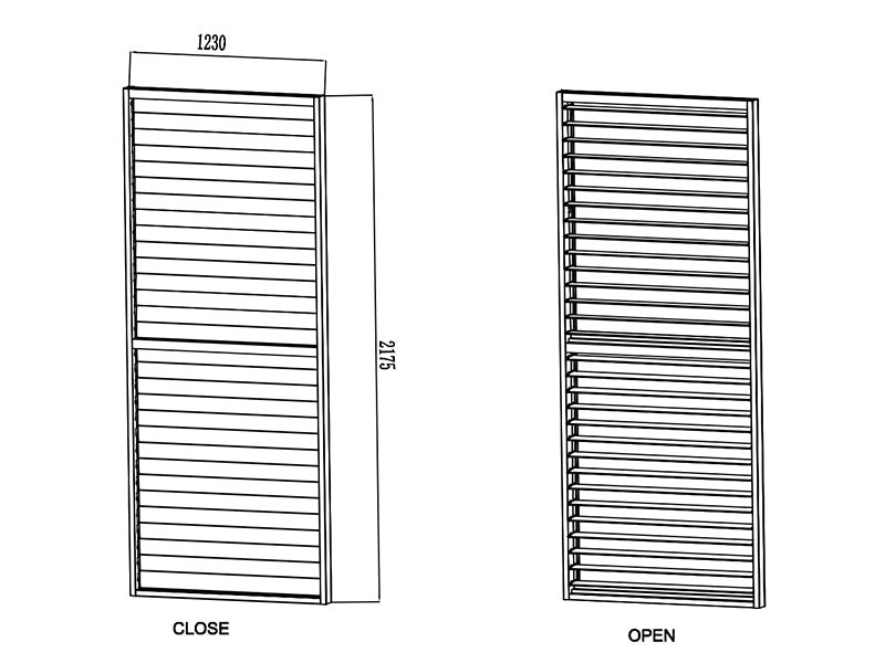 Paroi avec persiennes pour pergola bioclimatique San Pablo, 1,23x2,175m, Noir