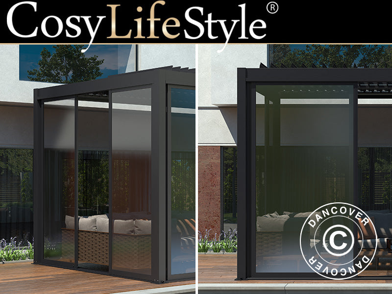 SlidingDoor Set Glass 4m f/Pergola San Pablo Black