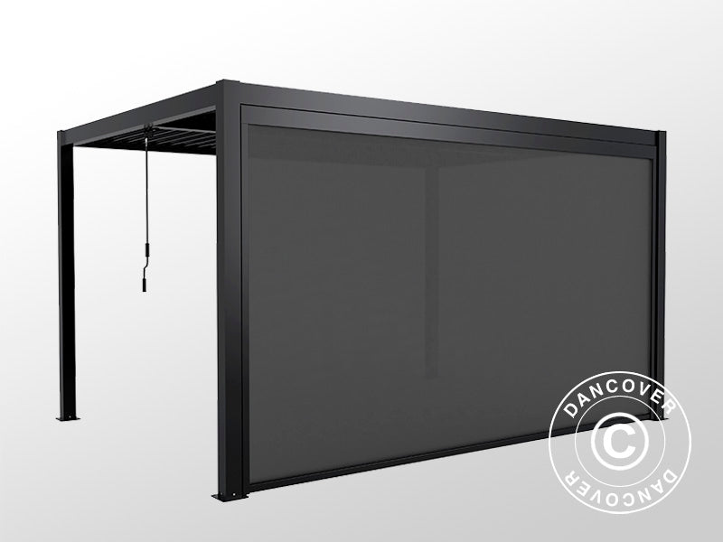 Sidewall screen f/bioclimatic pergola gazebo San Pablo, 4 m, Black