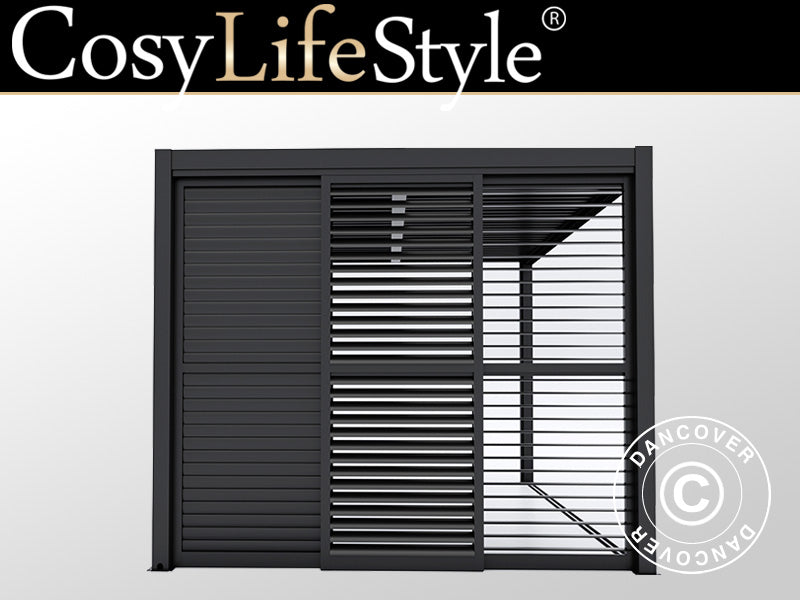 Lamellen-Schiebetür-Set für Pergola-Pavillon San Pablo 3m, 0,92x2,18m, Schwarz