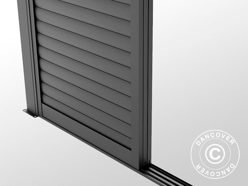 Juego de puertas correderas con lamas para cenador de jardín San Pablo 3m, 0,92x2,18m, Negro