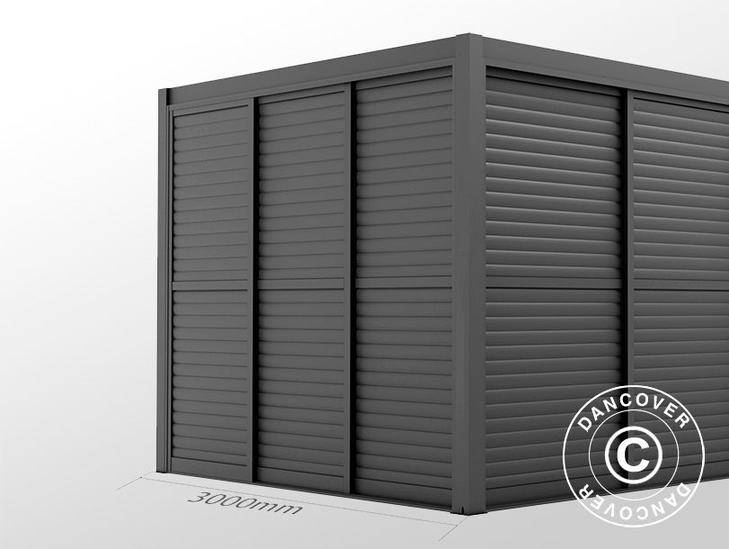 Žalūziju durvju komplekts pergola lapenei San Pablo 3m, 0,92x2,18m, Melns