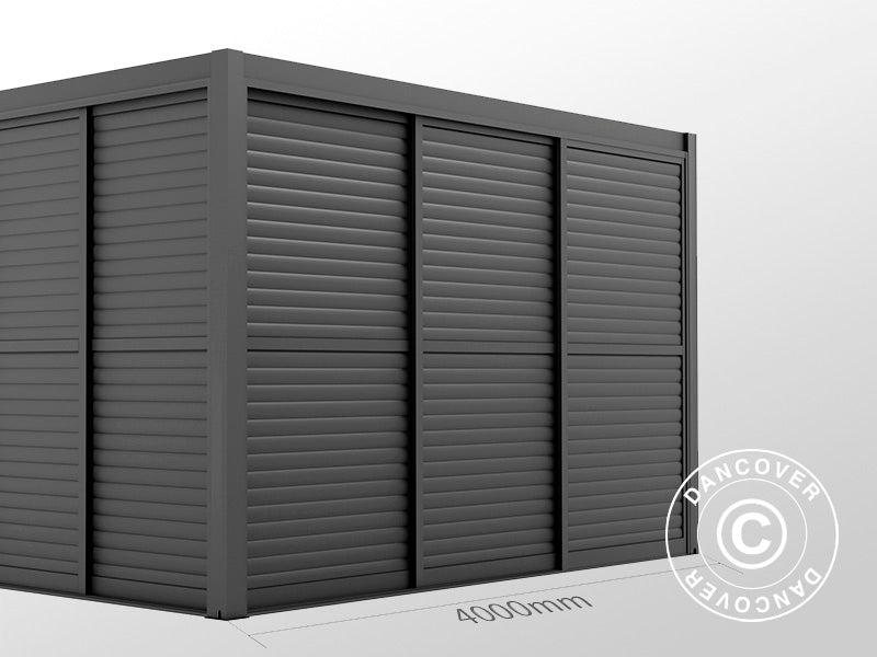 Lamellen-Schiebetür-Set für Pavillon San Pablo 4m, 1,25x2,18m, Schwarz