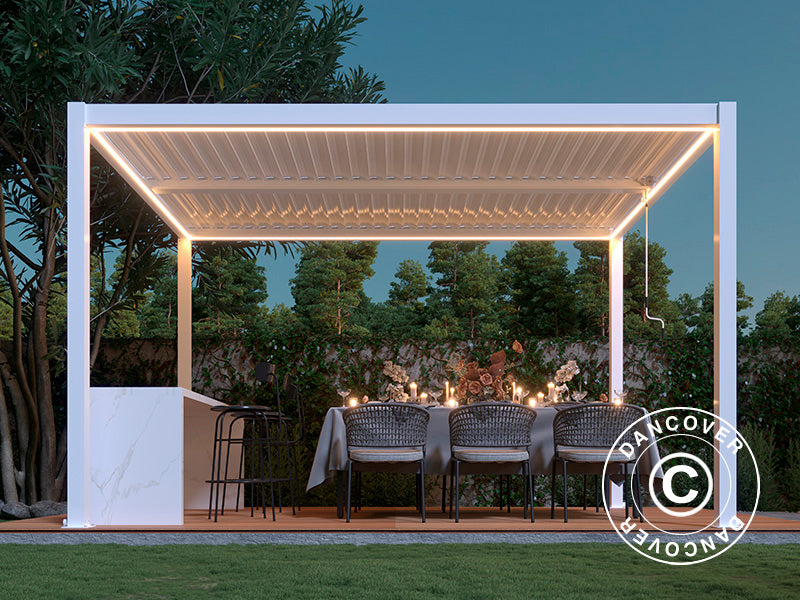 LED-valgusriba San Pablo pergolale 3x4m, 4 tk., Soe valge