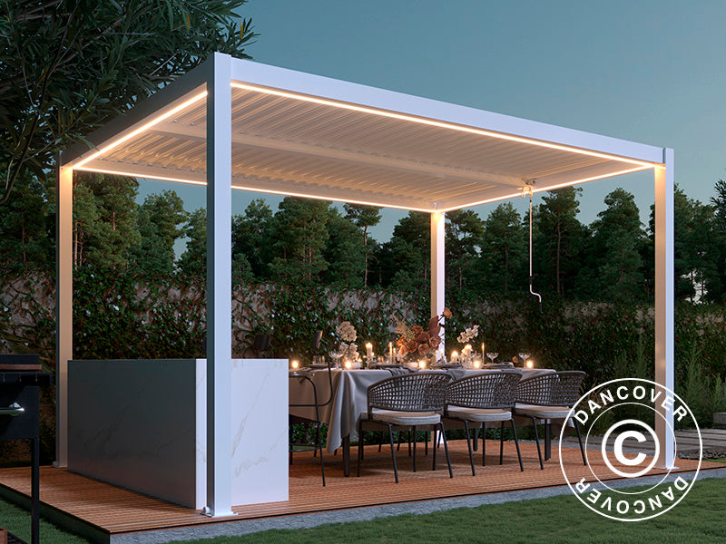 Tira de luces LED para cenador de pérgola San Pablo 4x4m, 4 uds., Blanco cálido