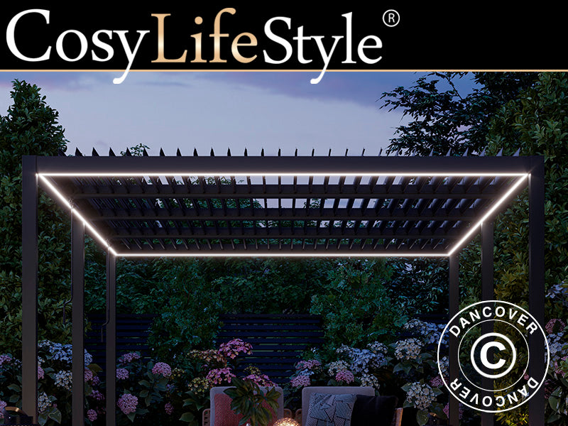 Bande lumineuse LED pour pergola San Pablo 3x5,8m, 6pcs, Blanc Chaud