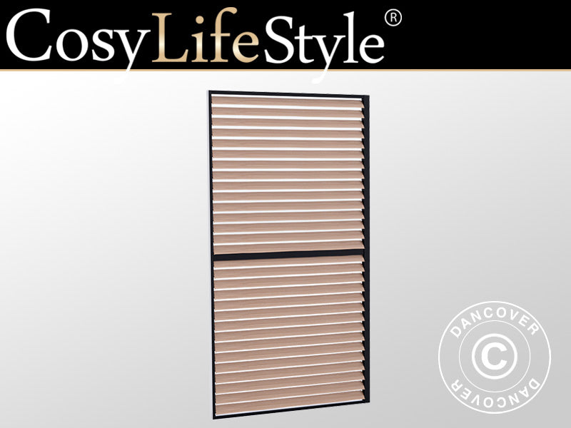 Žaluzinska pregrada za BBQ Pergolu San Juan, 1,1x2,18m, Crna/Izgled drveta, 1 kom.