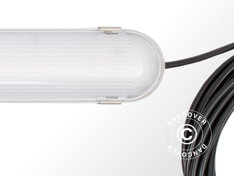 Industrial LED hermetic fixture w/4 connected fixtures, White