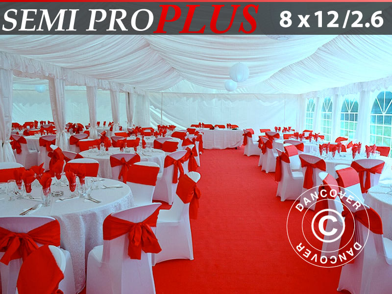 Gordijnpakket voor binnenwerk en buizen, Wit, voor 8x12m (2,6) partytent SEMI PRO Plus
