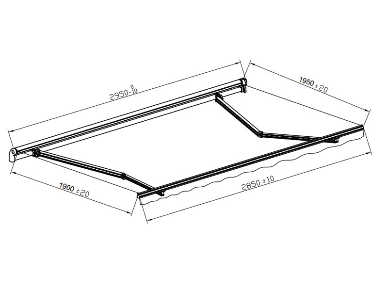 Markise mit Handkurbel, 2,95x2m, Grau/Grauer Rahmen