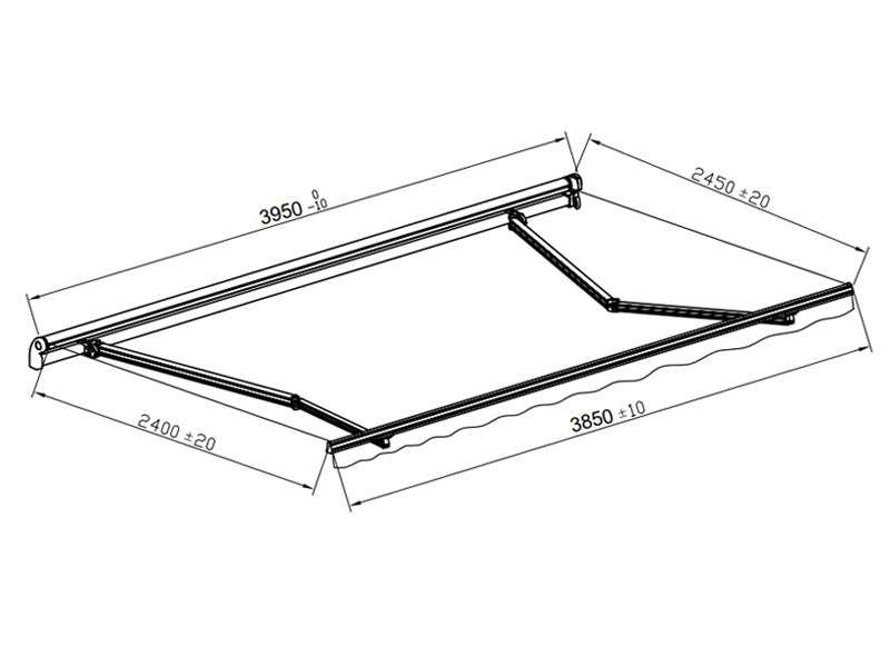 Zonnescherm met afstandsbediening, 3,95x2,5m, Grijs/Grijs frame