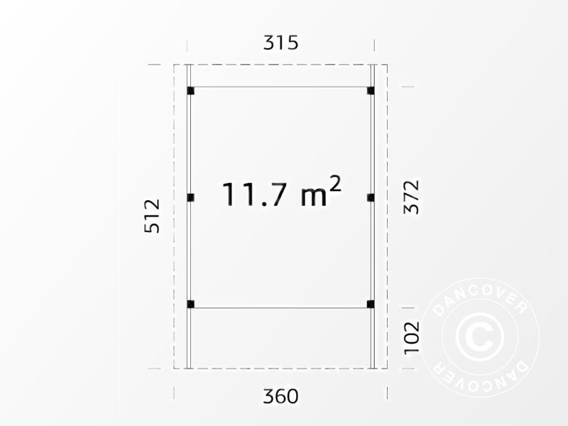 Abrigo para carro de madeira, 3,6x5,12x2,32m, 11,7m², Natural