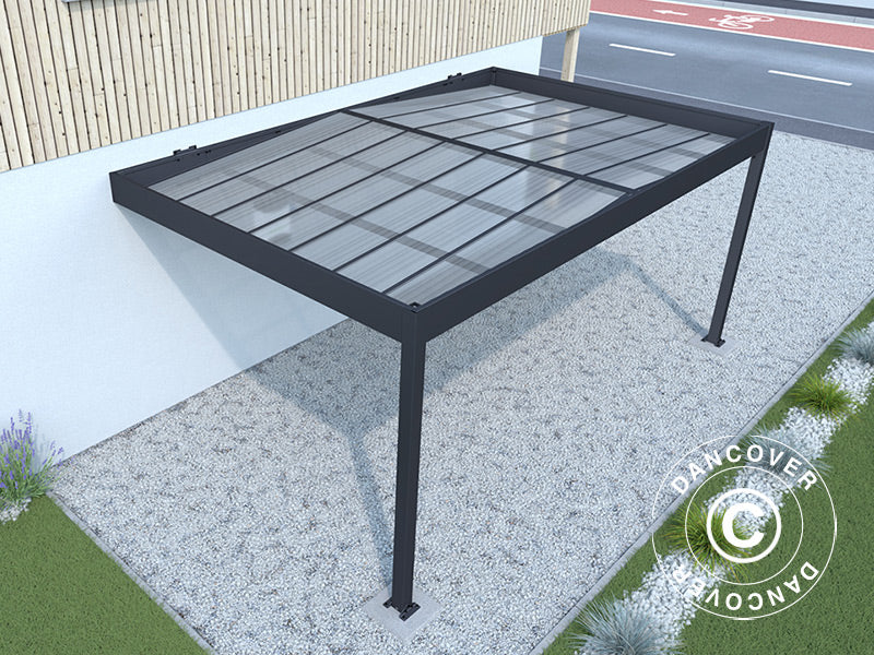 Lean-to carport Libeccio Wall, 3.2x5.09x2.34 m, Anthracite