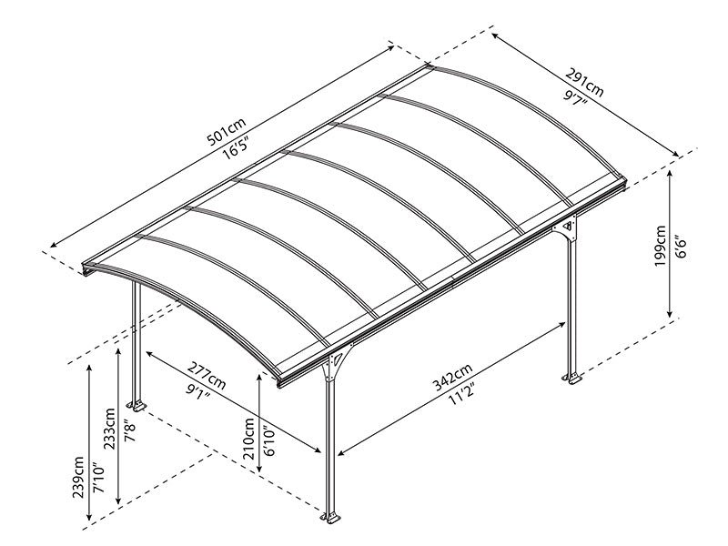 Carport Vitoria, Palram/Canopia, 2.91x5.01 m, Grey