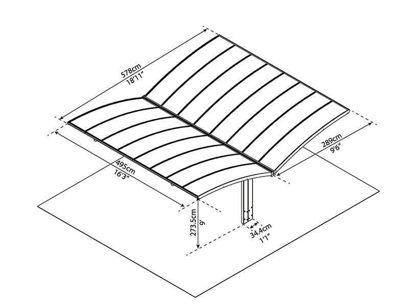 Dubulta auto nojume Arizona, 5,78x4,95m, Palram/Canopia, Pelēka
