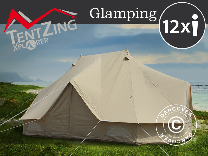 Tent voor glamping, TentZing®, 4x6m, 12 Personen, Zand