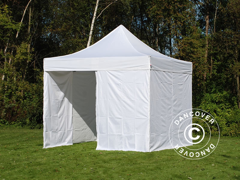 Gazebo pieghevole FleXtents PRO 3x3m Bianco, inclusi 4 fianchi