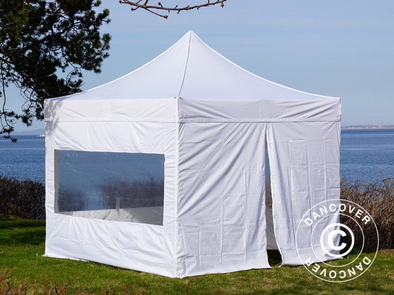 Saliekamā nojume FleXtents PRO 3x3m Balts, ar 4 sānu sienām