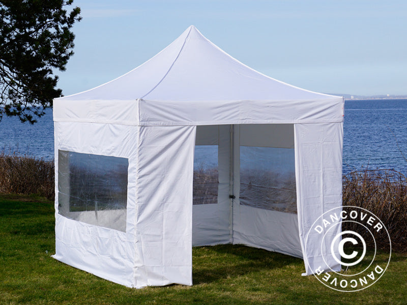 Faltzelt FleXtents PRO 3x3m Weiß, mit 4 Seitenwänden