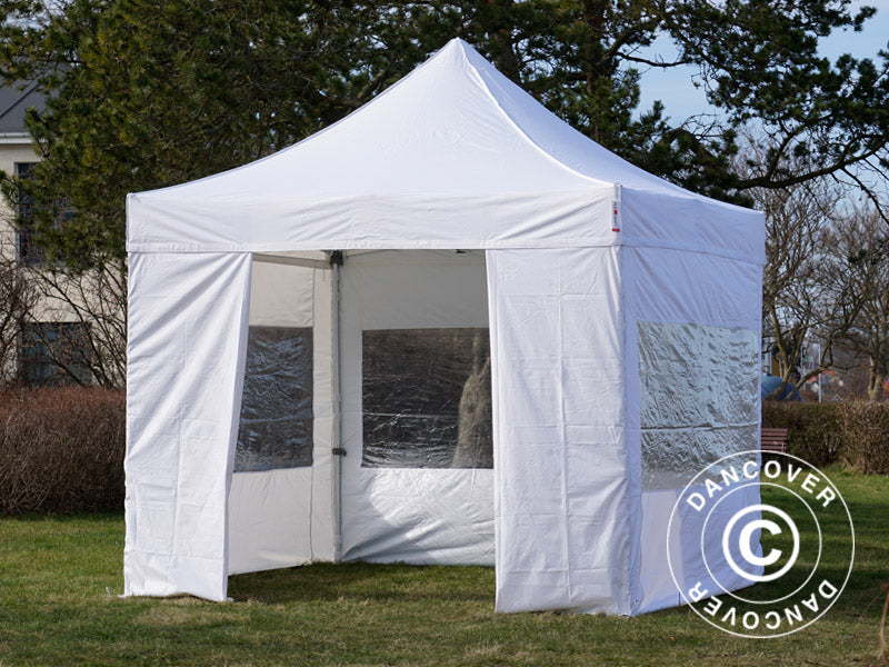 Faltzelt FleXtents PRO 3x3m Weiß, mit 4 Seitenwänden