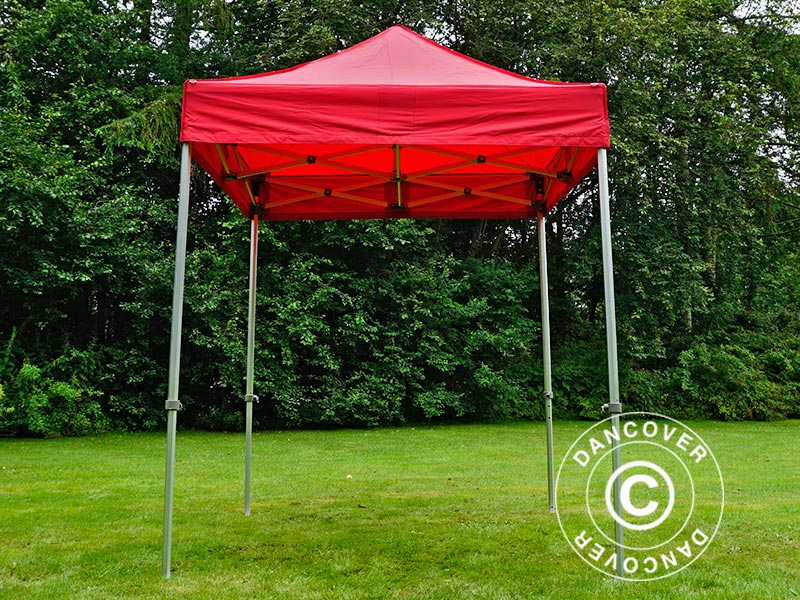 Faltzelt FleXtents PRO 2x2m Rot, mit 4 Seitenwänden