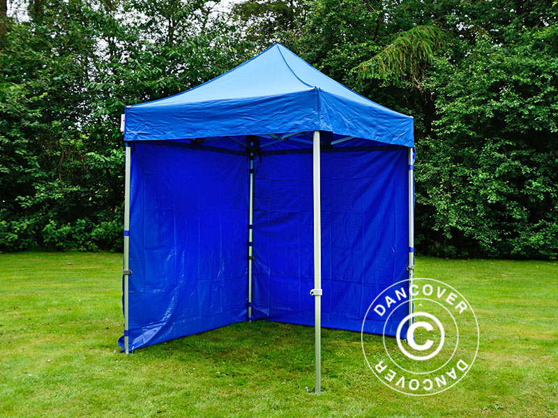 Faltzelt FleXtents PRO 2x2m Blau, mit 4 Seitenwänden