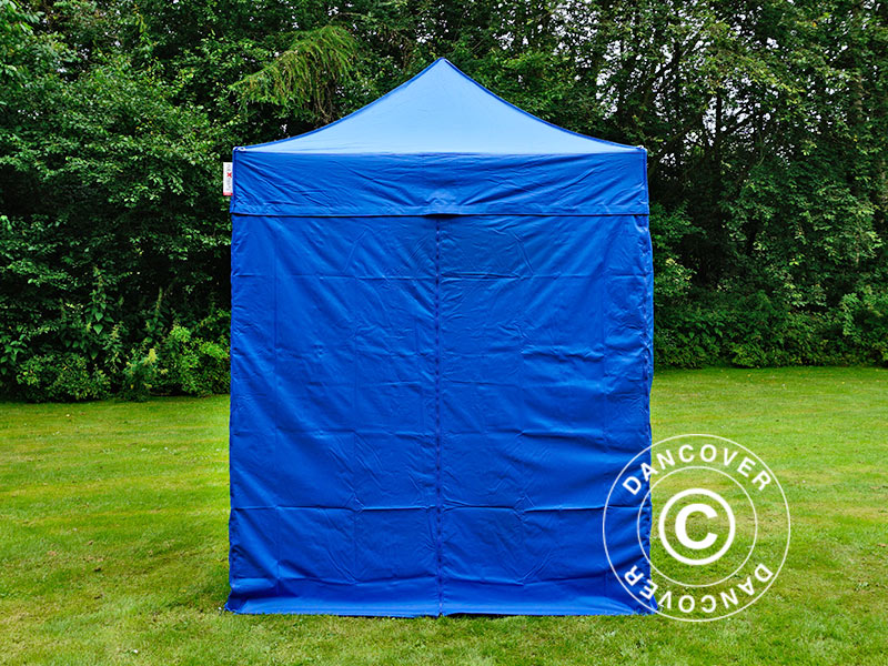 Faltzelt FleXtents PRO 2x2m Blau, mit 4 Seitenwänden