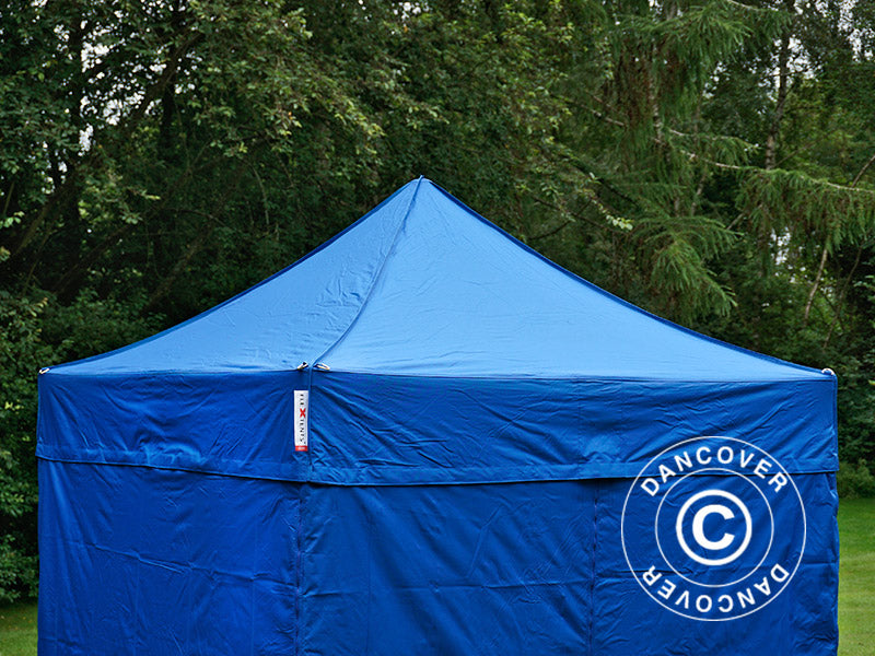 Faltzelt FleXtents PRO 2x2m Blau, mit 4 Seitenwänden