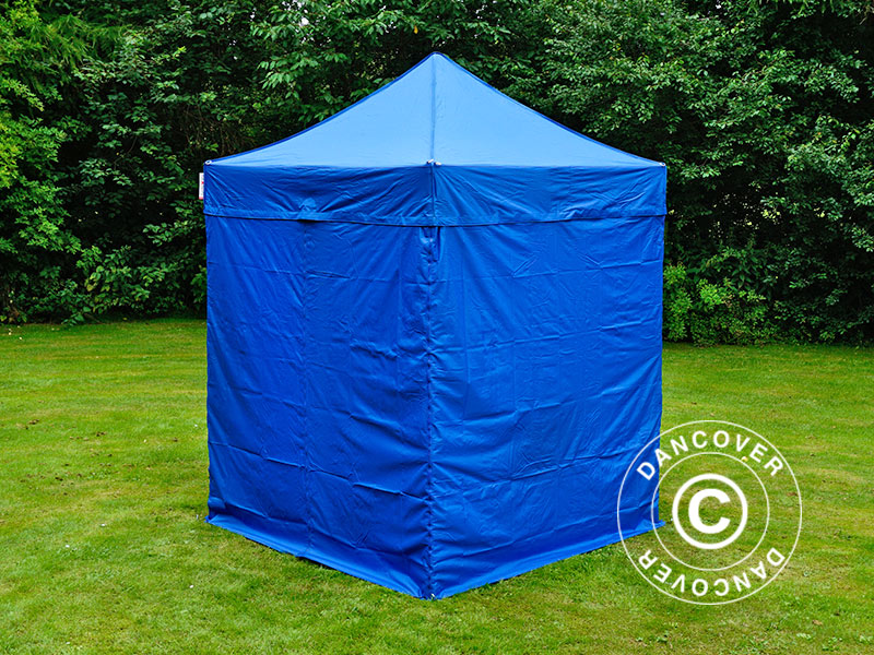 Faltzelt FleXtents PRO 2x2m Blau, mit 4 Seitenwänden