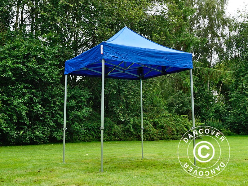 Faltzelt FleXtents PRO 2x2m Blau, mit 4 Seitenwänden