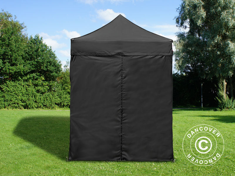 Faltzelt FleXtents PRO 2x2m Schwarz, mit 4 Seitenwänden