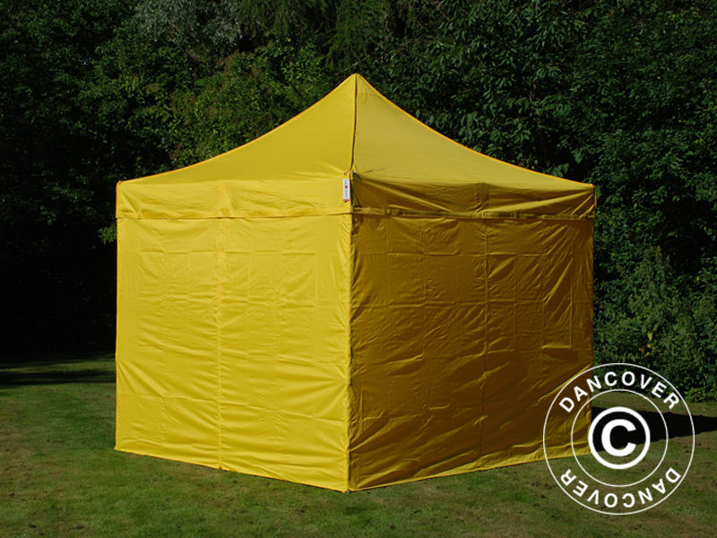 Prekybinė palapinė FleXtents PRO 3x3m Geltona, įsk. 4 šonines sienas