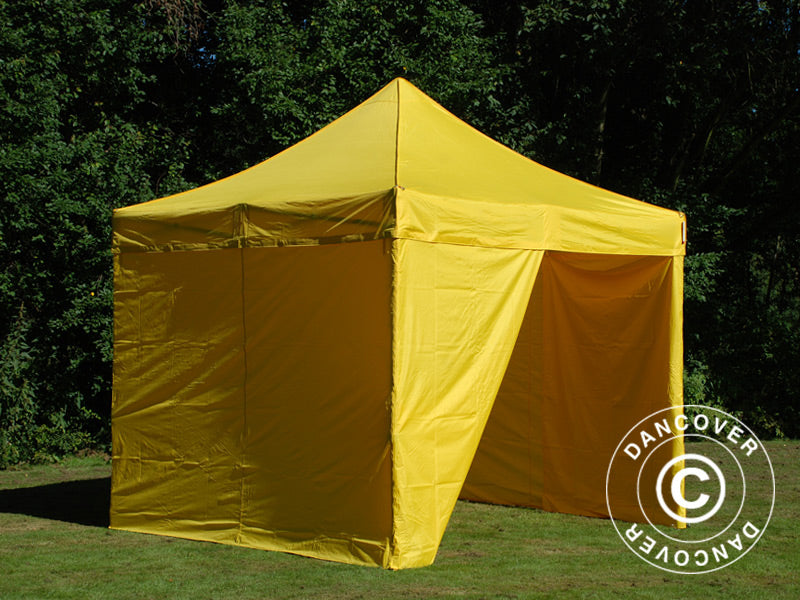 Saliekamā nojume FleXtents PRO 3x3m Dzeltens, ar 4 sānu sienām