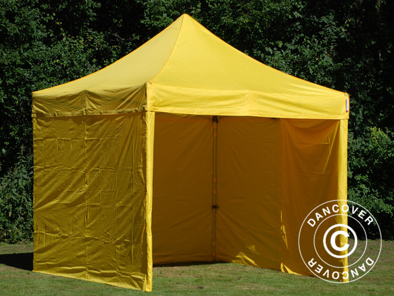 Gazebo pieghevole FleXtents PRO 3x3m Giallo, inclusi 4 fianchi