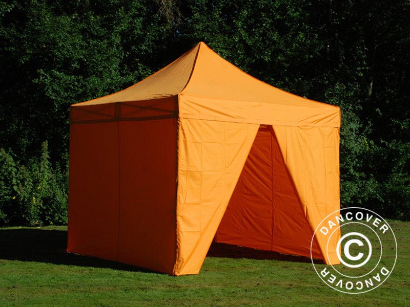 Gazebo pieghevole FleXtents PRO 3x3m Arancio, inclusi 4 fianchi