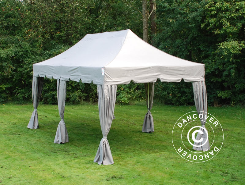 Vouwtent FleXtents PRO "Peaked" 3x6m Latte, inkl. 6 decoratieve gordijnen