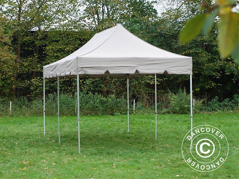 Vouwtent FleXtents PRO "Peaked" 3x6m Latte, inkl. 6 decoratieve gordijnen