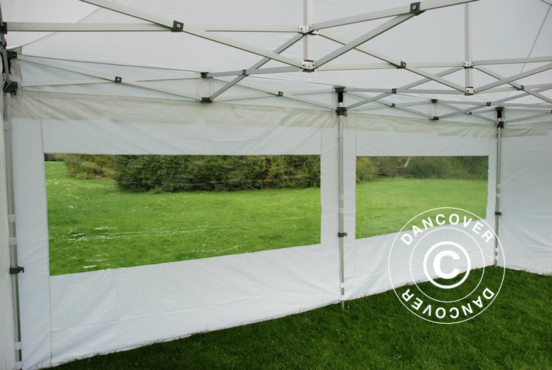 Faltzelt FleXtents PRO "Peaked" 3x6m Weiß, mit 6 Seitenwänden