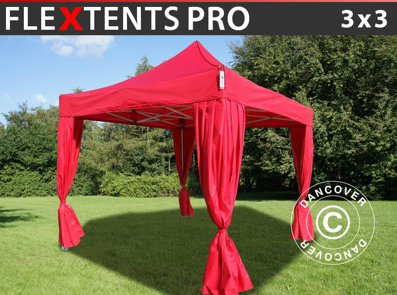 Pop up aiatelk FleXtents PRO 3x3m Punane, kaasas dekoratiivse kardinaga