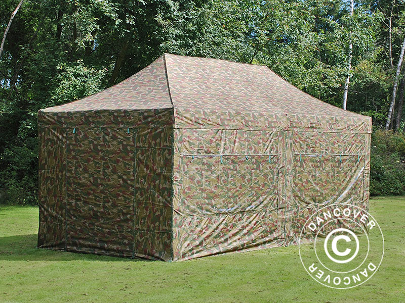 Tenda Dobrável FleXtents PRO 3x6m Camuflagem/Militar, incl. 6 paredes laterais