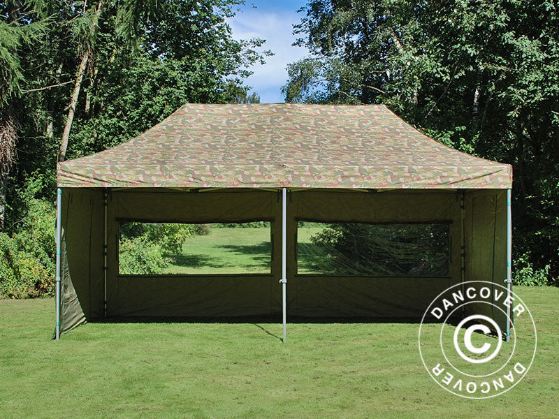 Pop up gazebo FleXtents PRO 3x6 m Camouflage/Military, incl. 6 sidewalls