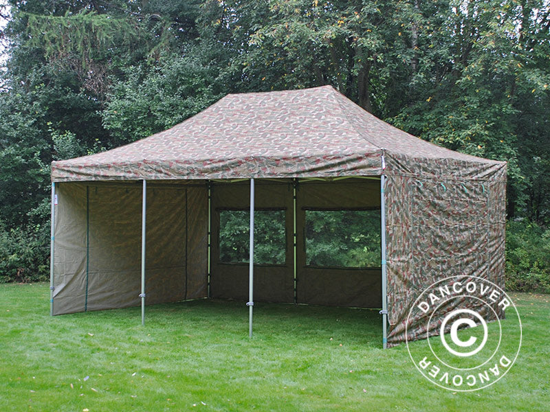 Pop up gazebo FleXtents PRO 4x6 m Camouflage/Military, incl. 8 sidewalls
