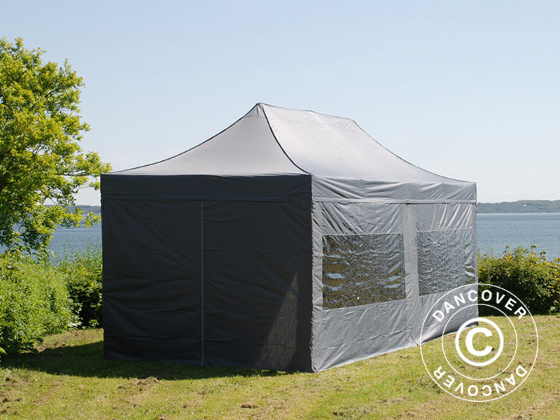 Faltzelt FleXtents PRO 3x6m Grau, mit 6 Seitenwänden