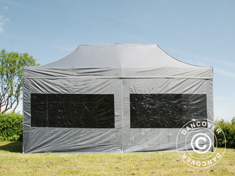 Gazebo pieghevole FleXtents PRO 3x6m Grigio, inclusi 6 fianchi